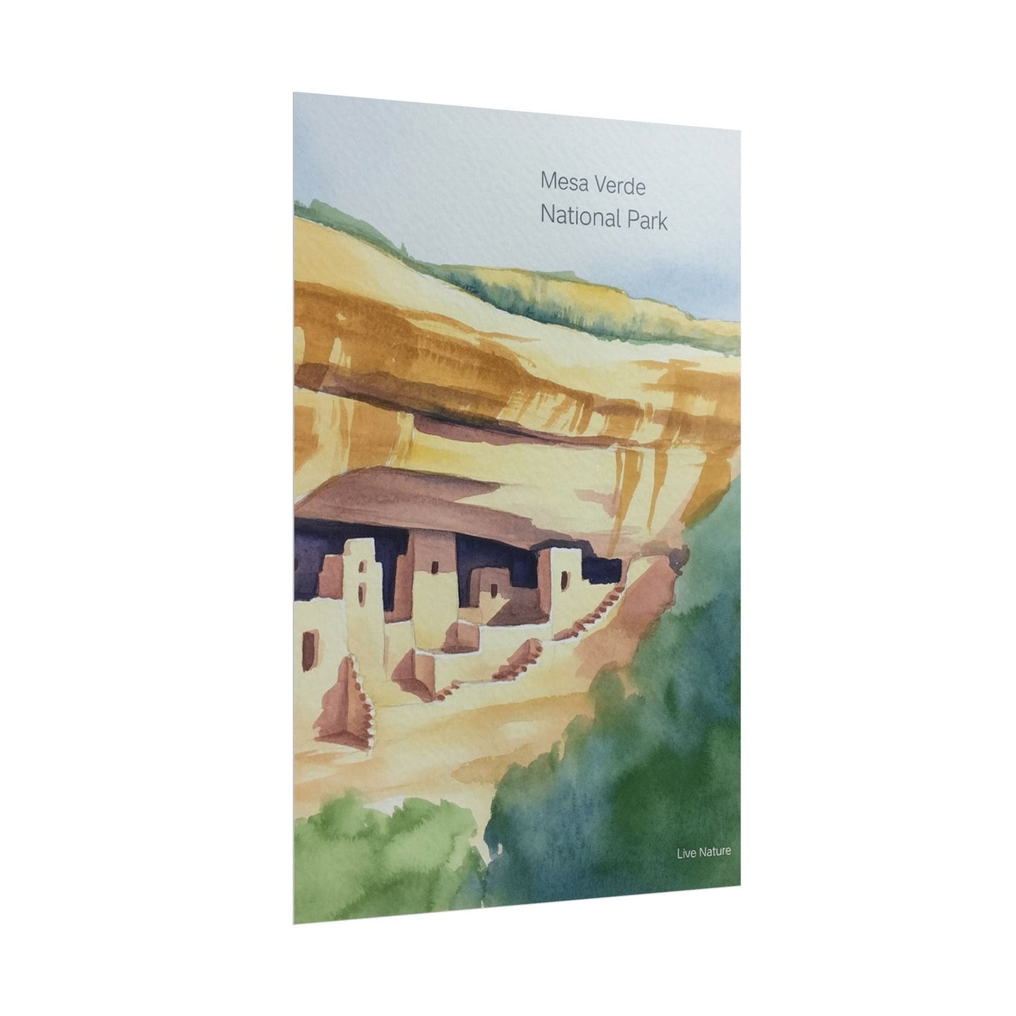Mesa Verde National Park Cliff Dwellings Watercolor Poster