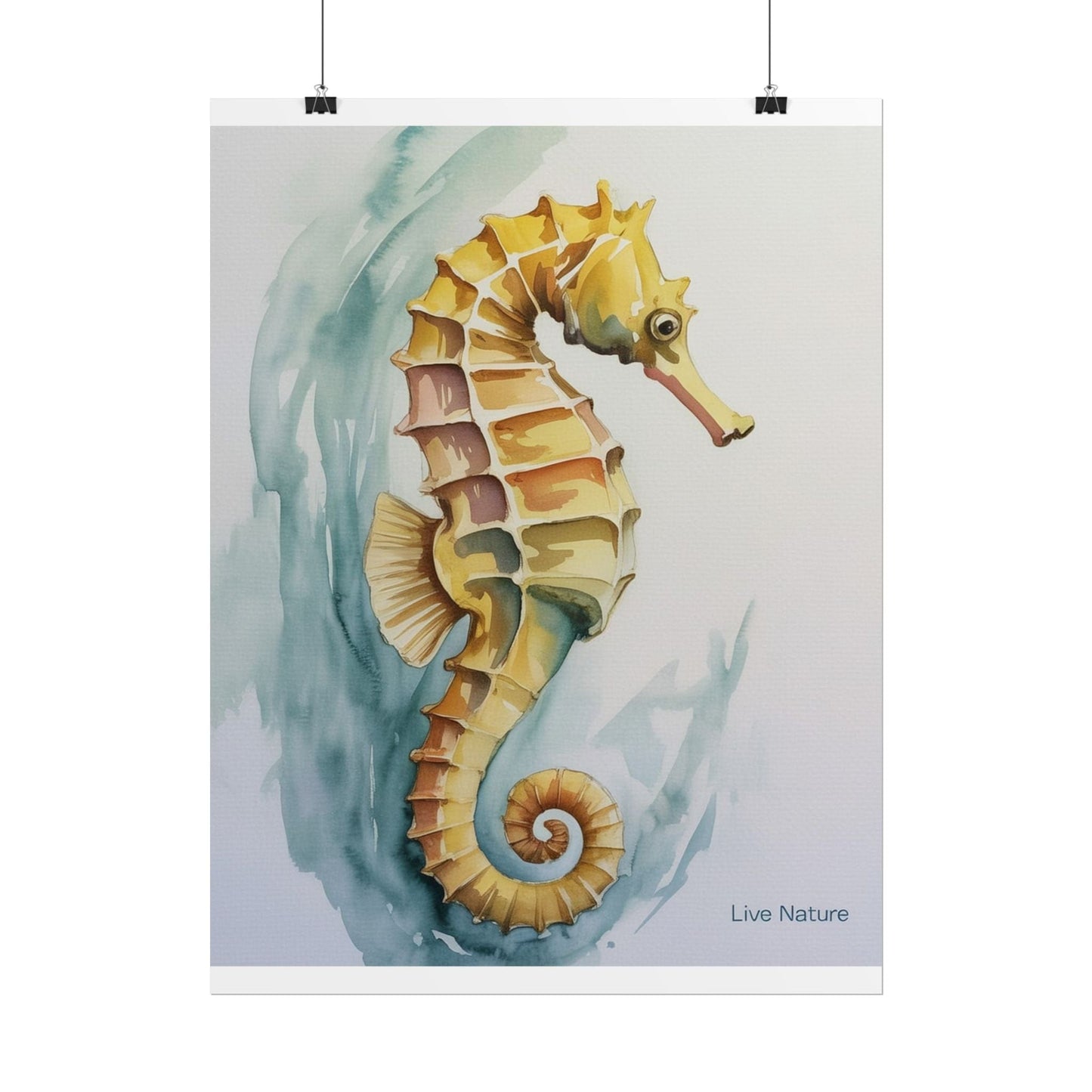 Seahorse Watercolor Art Print 'Live Nature' Design