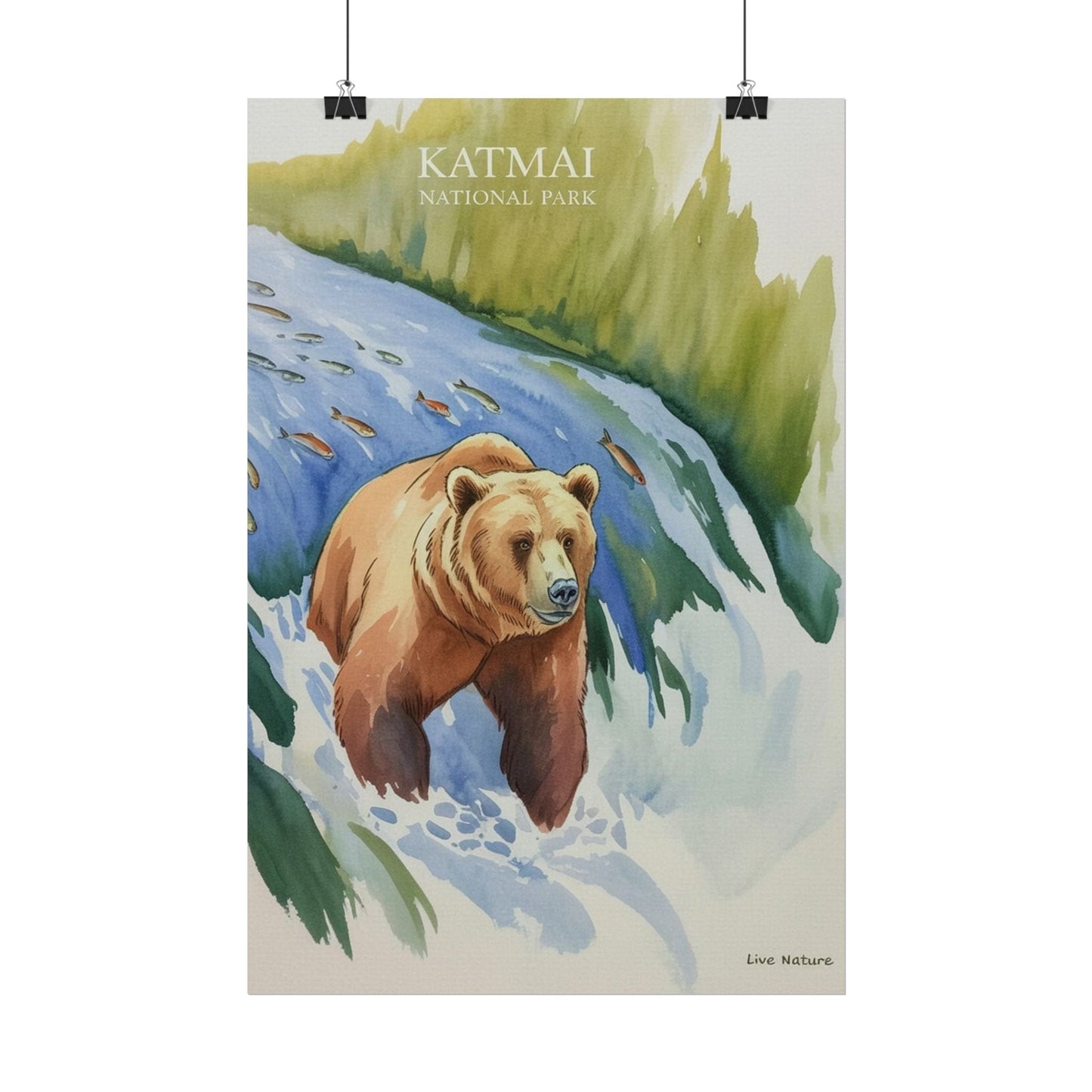 Katmai National Park Bear Watercolor Art Print