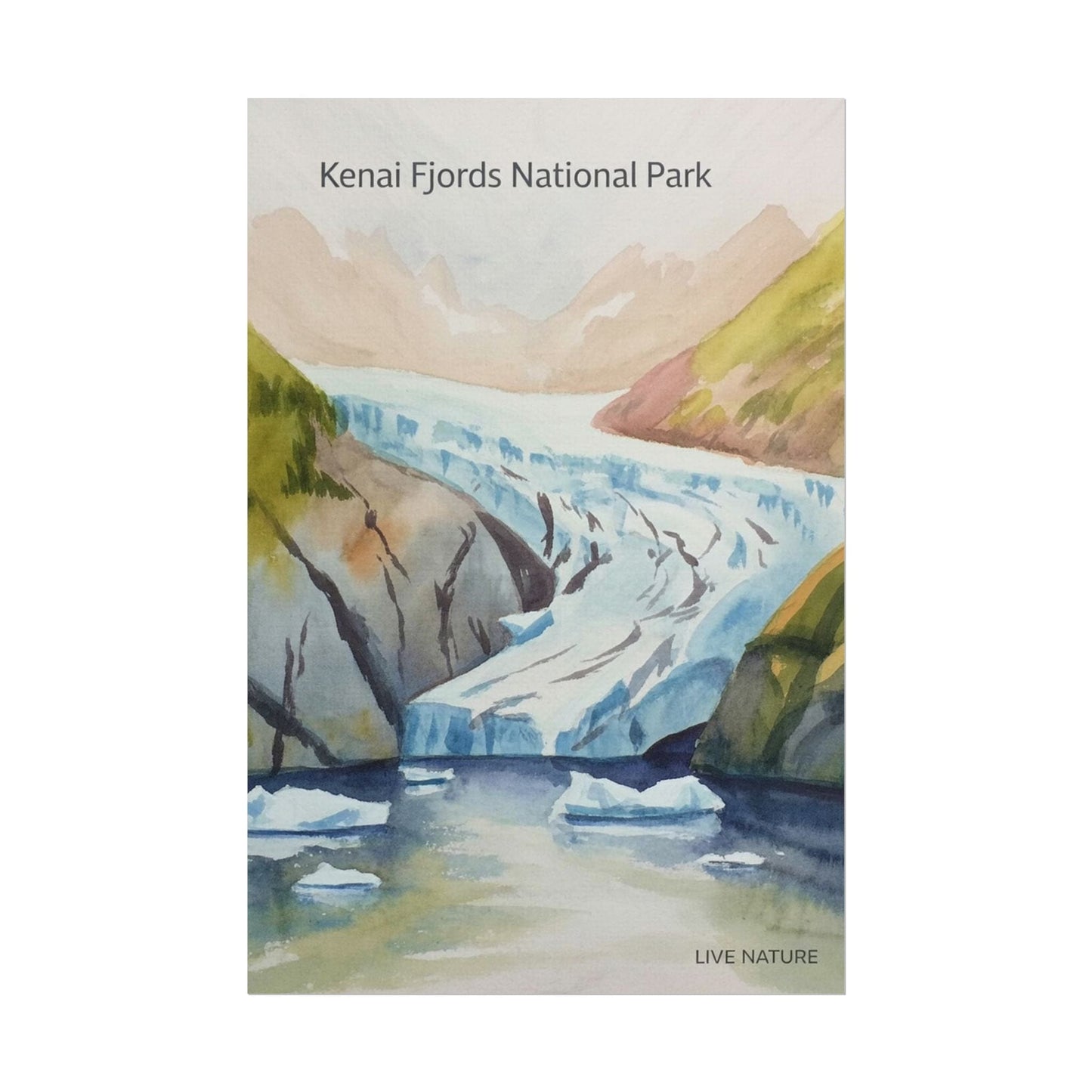 Kenai Fjords National Park Watercolor Poster Print