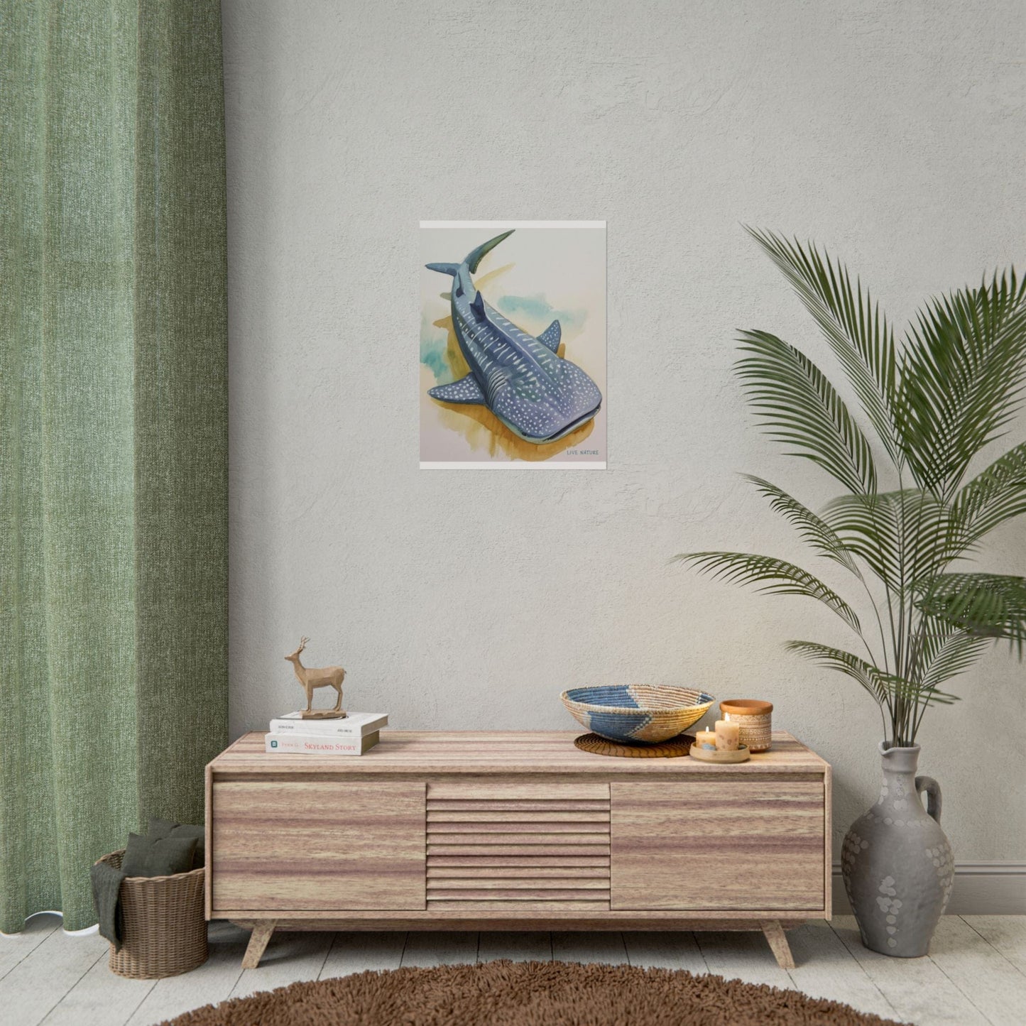 Whale Shark Watercolor Print Live Nature Design