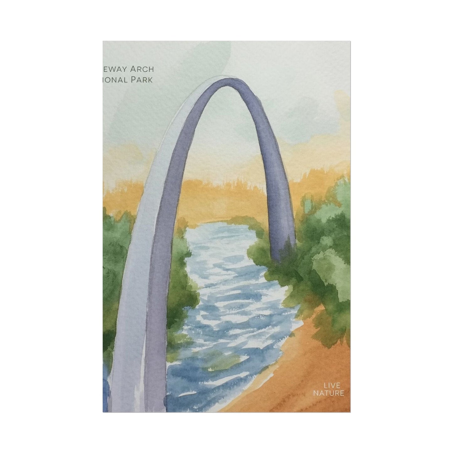 Gateway Arch National Park Watercolor Poster Print