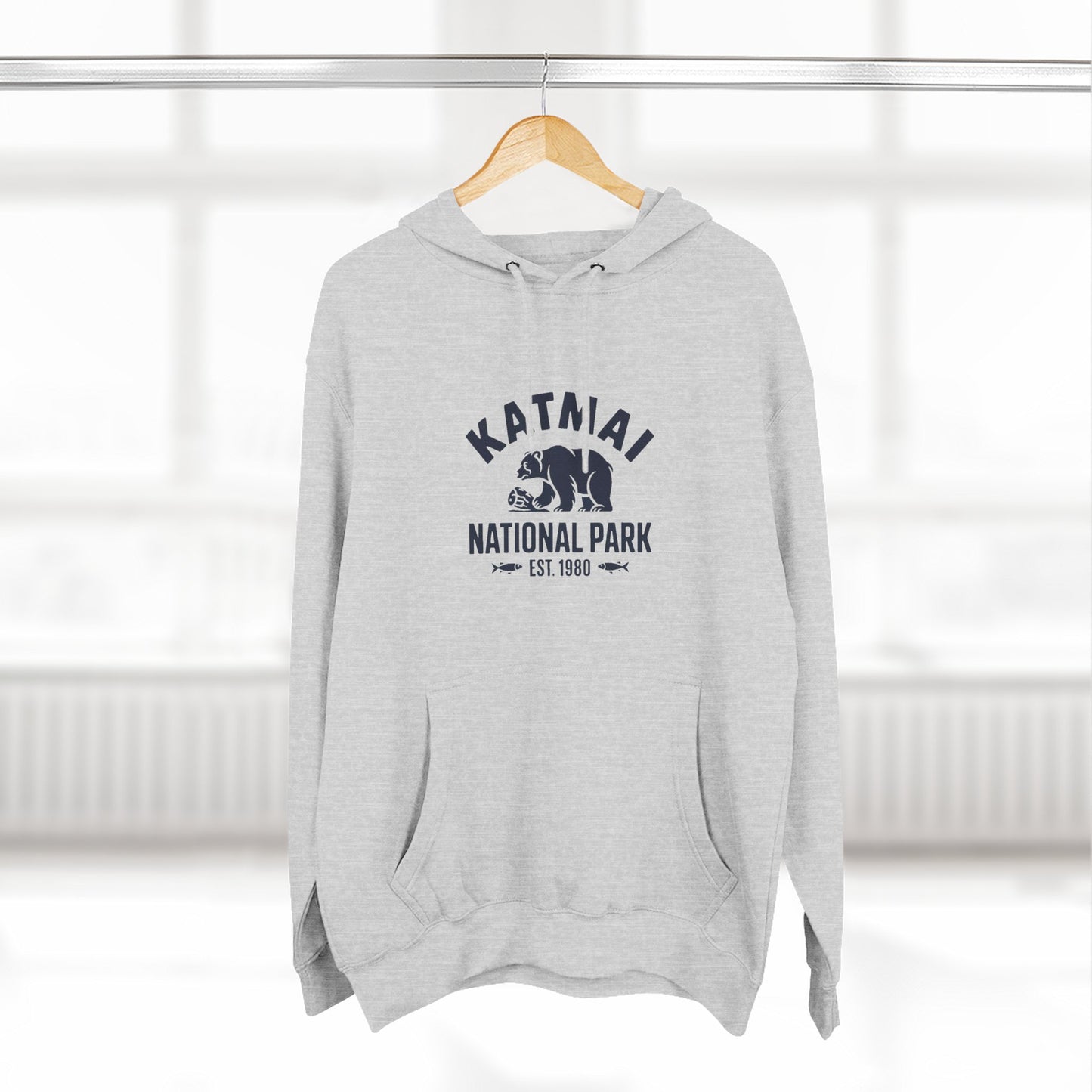 Katmai National Park Bear Graphic Fleece Hoodie White