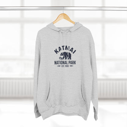 Katmai National Park Bear Graphic Fleece Hoodie White