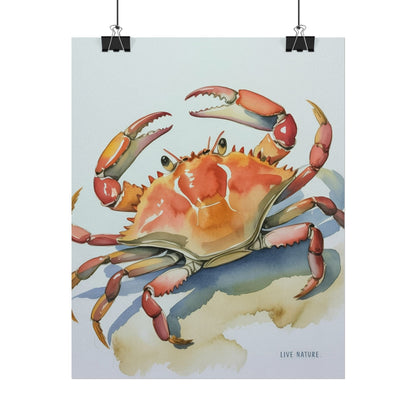 Live Nature Crab Watercolor Art Print Poster