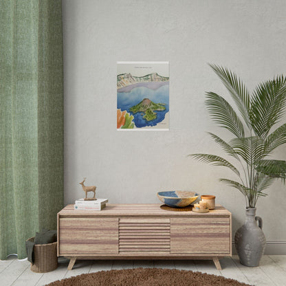 Crater Lake National Park Watercolor Art Print