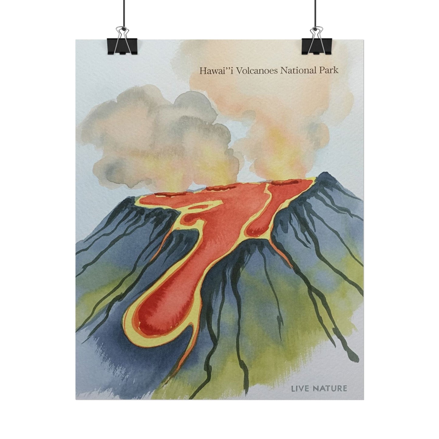Hawai'i Volcanoes National Park Watercolor Poster