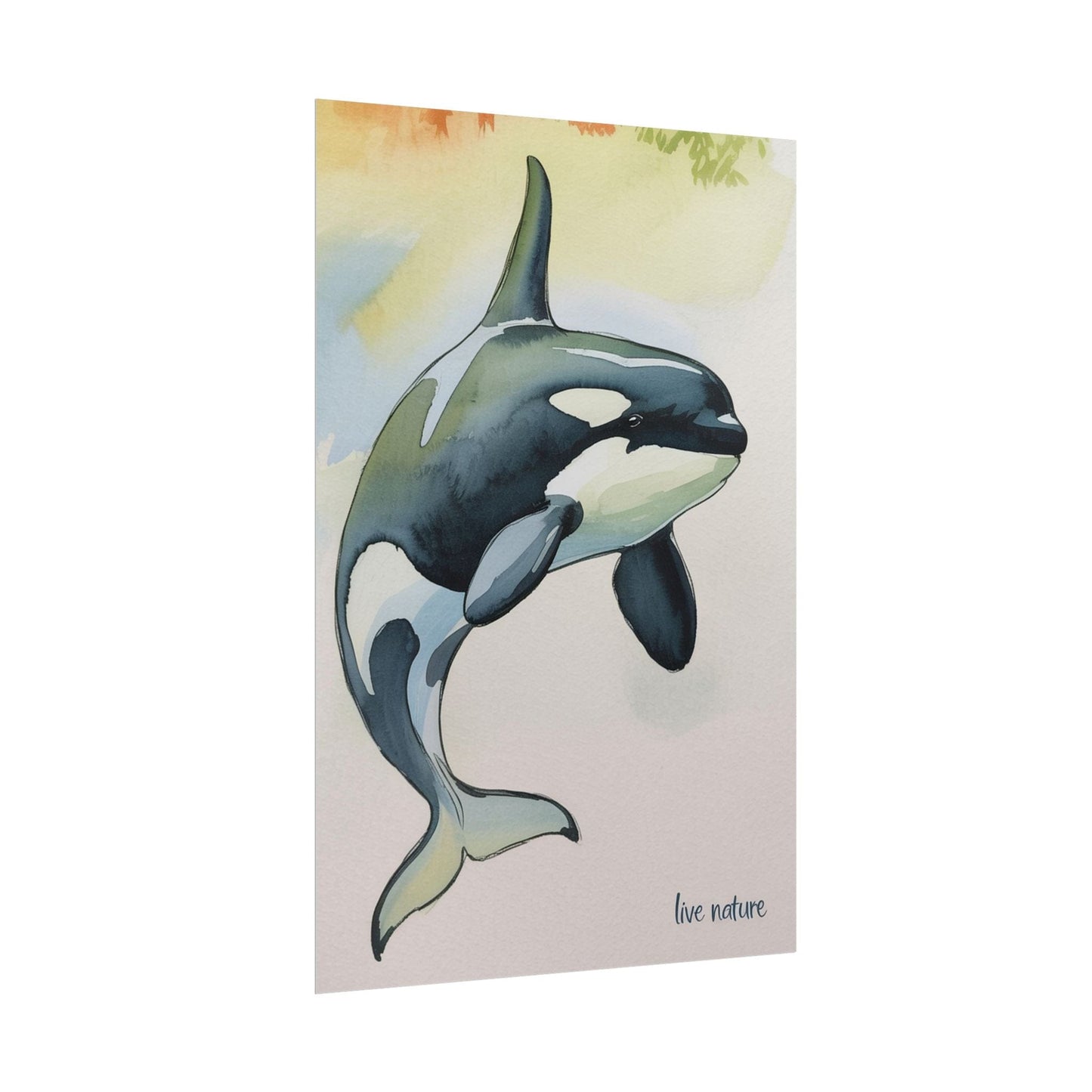Orca Watercolor Art Print 'Live Nature' Matte Finish