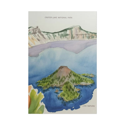 Crater Lake National Park Watercolor Art Print