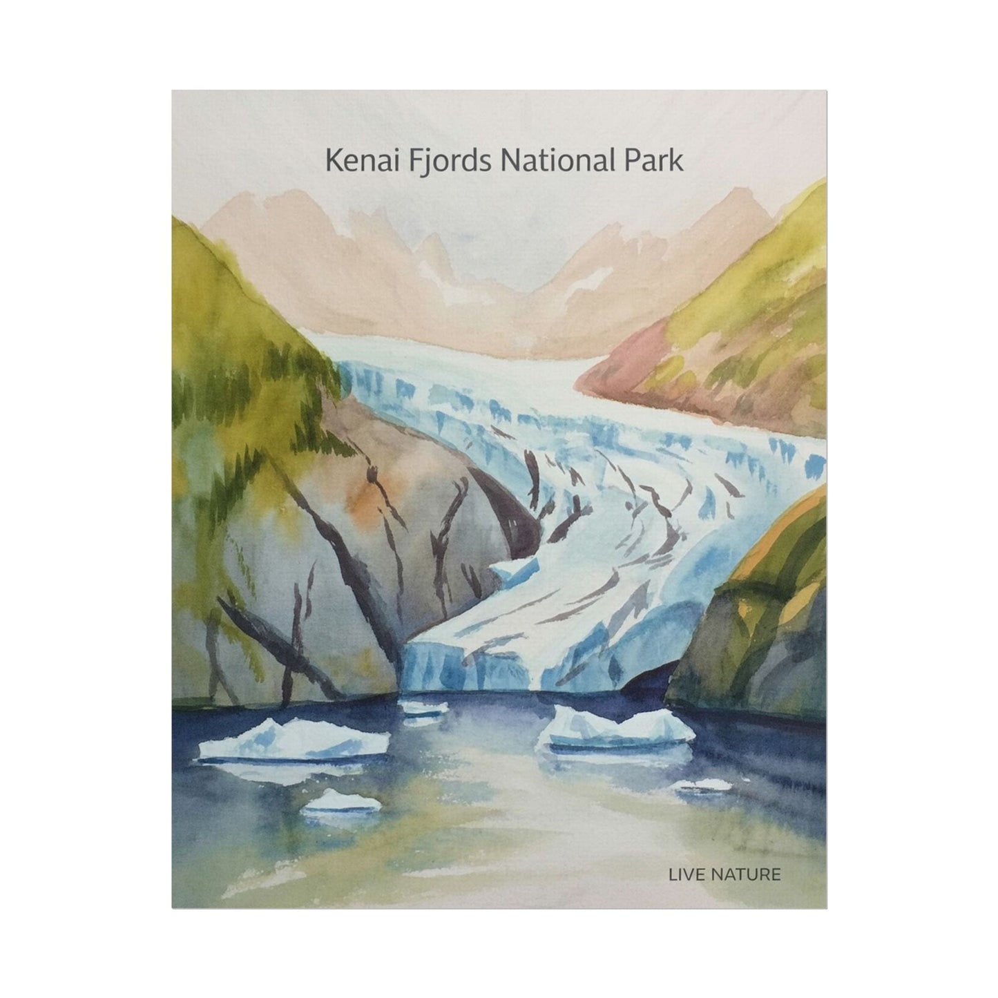 Kenai Fjords National Park Watercolor Poster Print