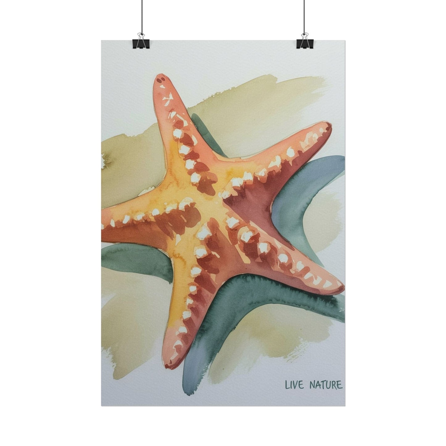 Starfish Watercolor Art Print 'Live Nature' Design