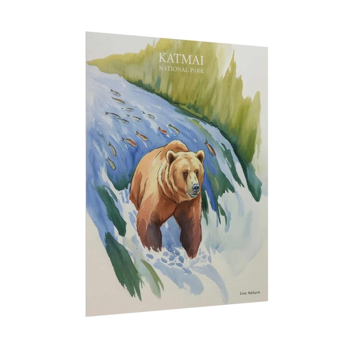 Katmai National Park Bear Watercolor Art Print
