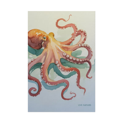 Watercolor Octopus Live Nature Art Print Poster