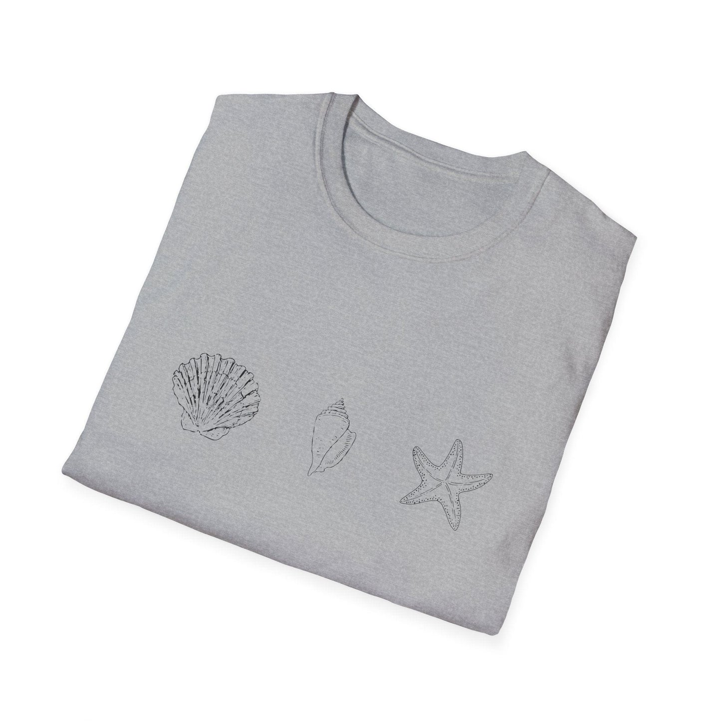 Unisex Softstyle T-Shirt - Sea Shells (Front Only) - Unisex Softstyle T-Shirt (Smart: Original on light)