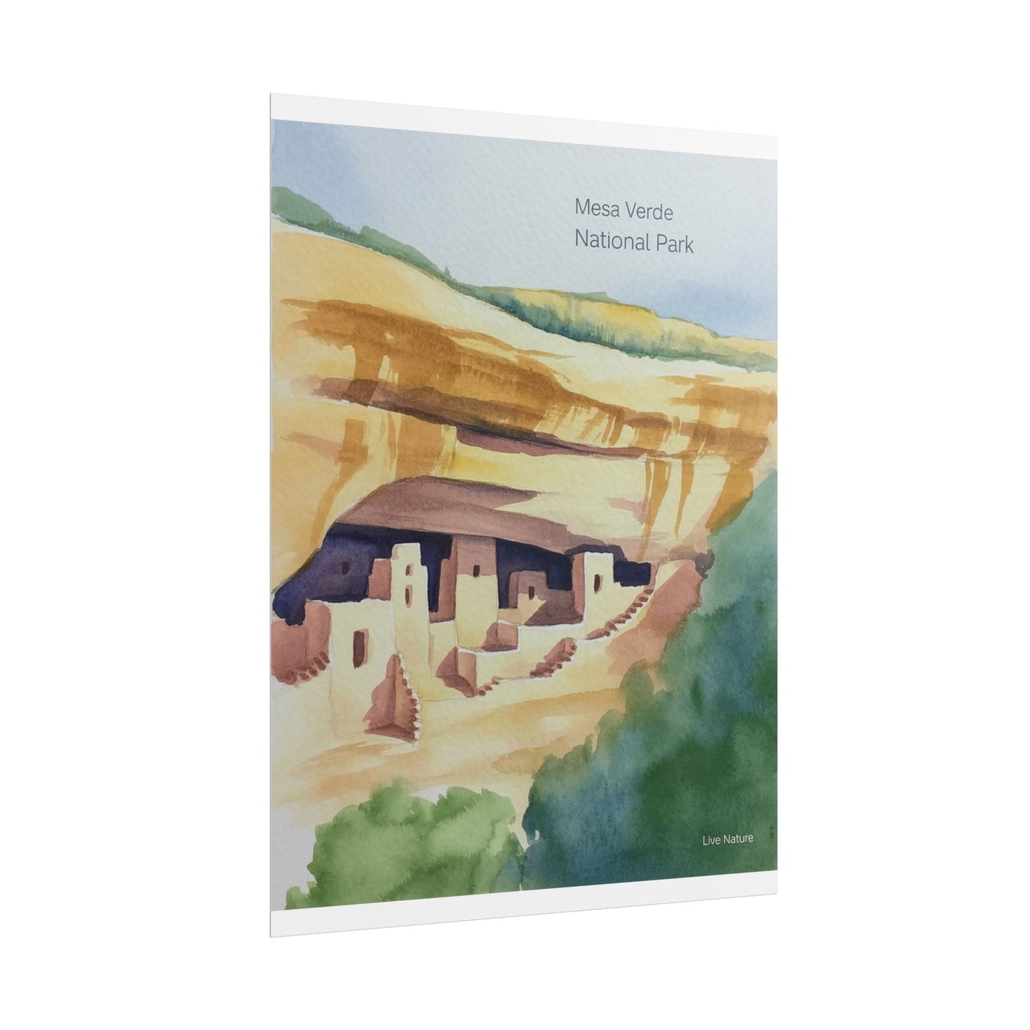 Mesa Verde National Park Cliff Dwellings Watercolor Poster