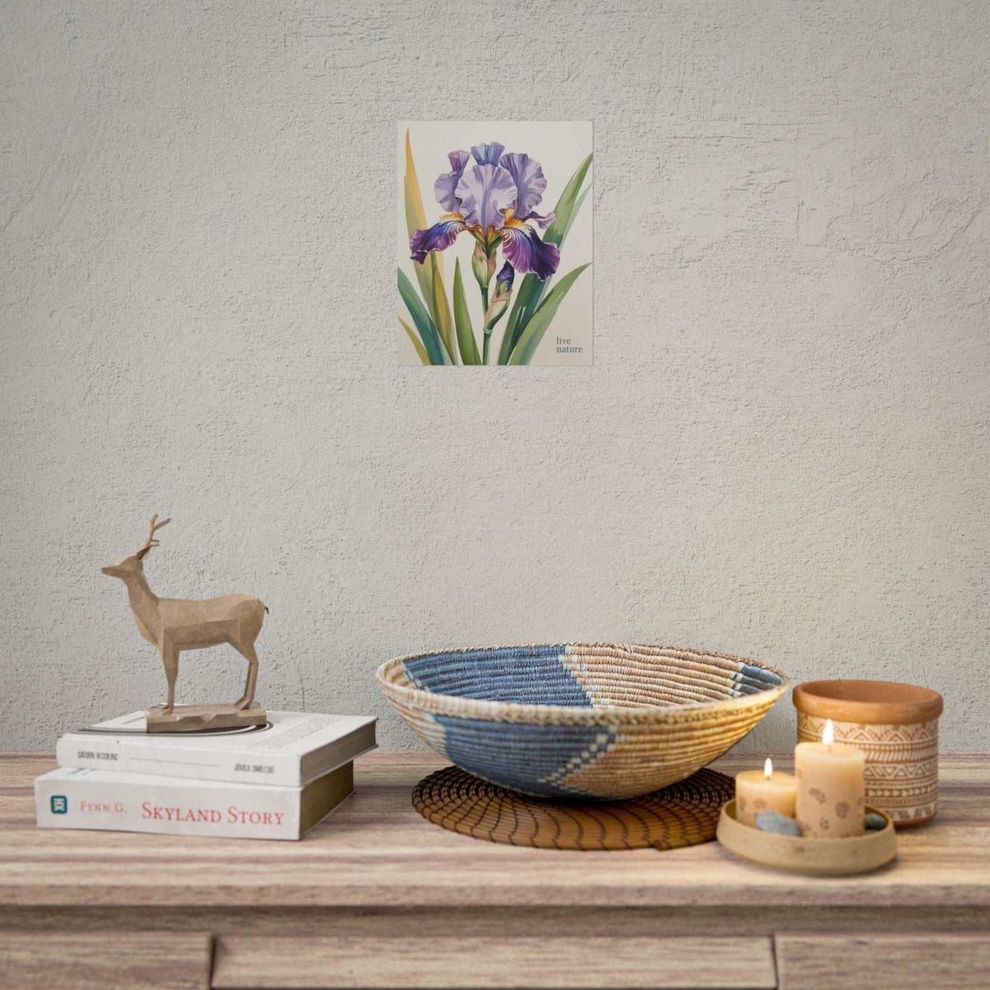 Iris Flower Watercolor Art Print with 'Live Nature