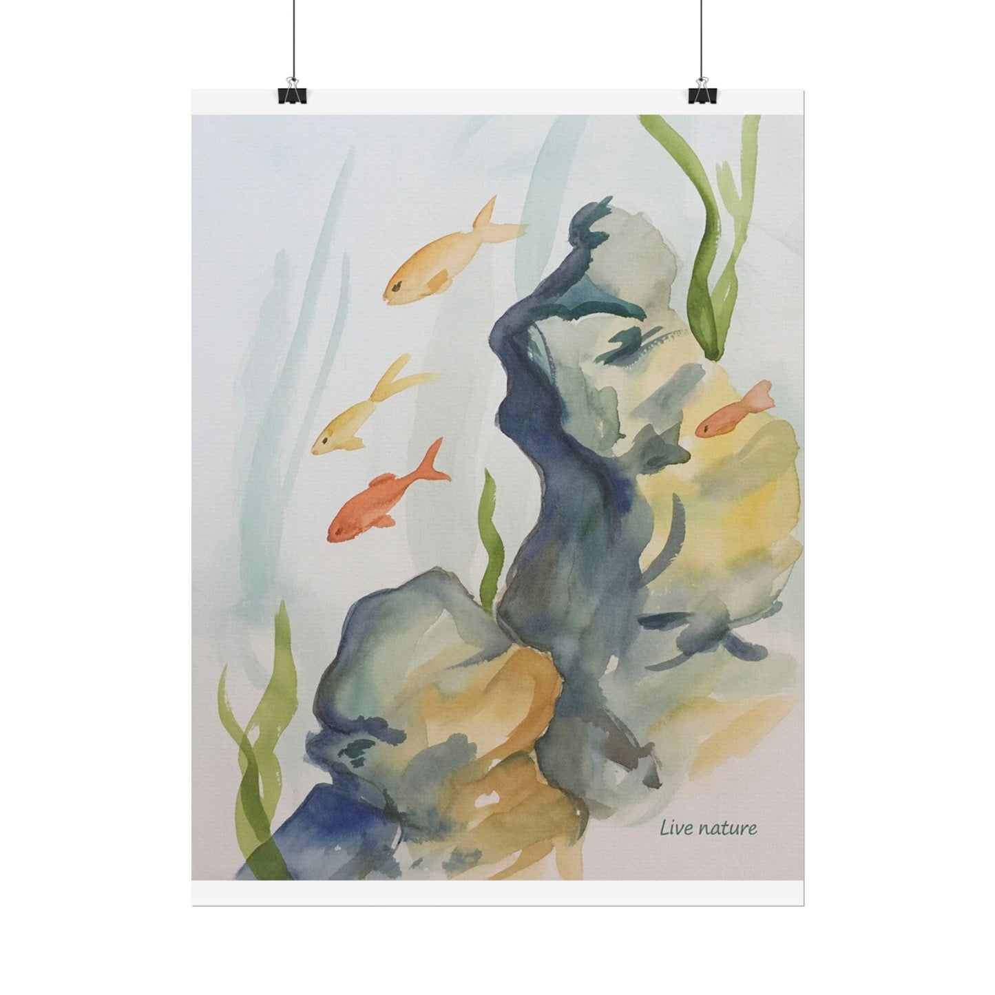 Underwater Reef Scene Watercolor Print 'Live Nature