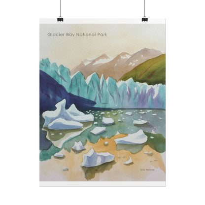 Glacier Bay National Park Watercolor Art Poster