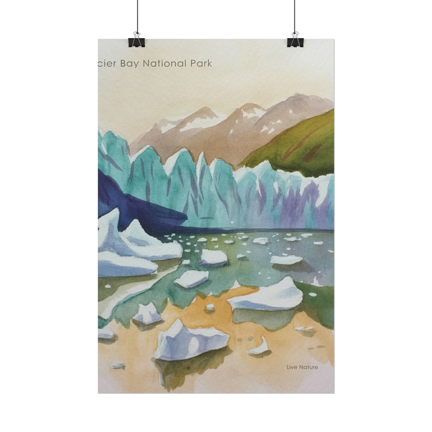 Glacier Bay National Park Watercolor Art Poster