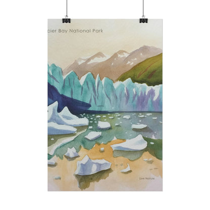 Glacier Bay National Park Watercolor Art Poster