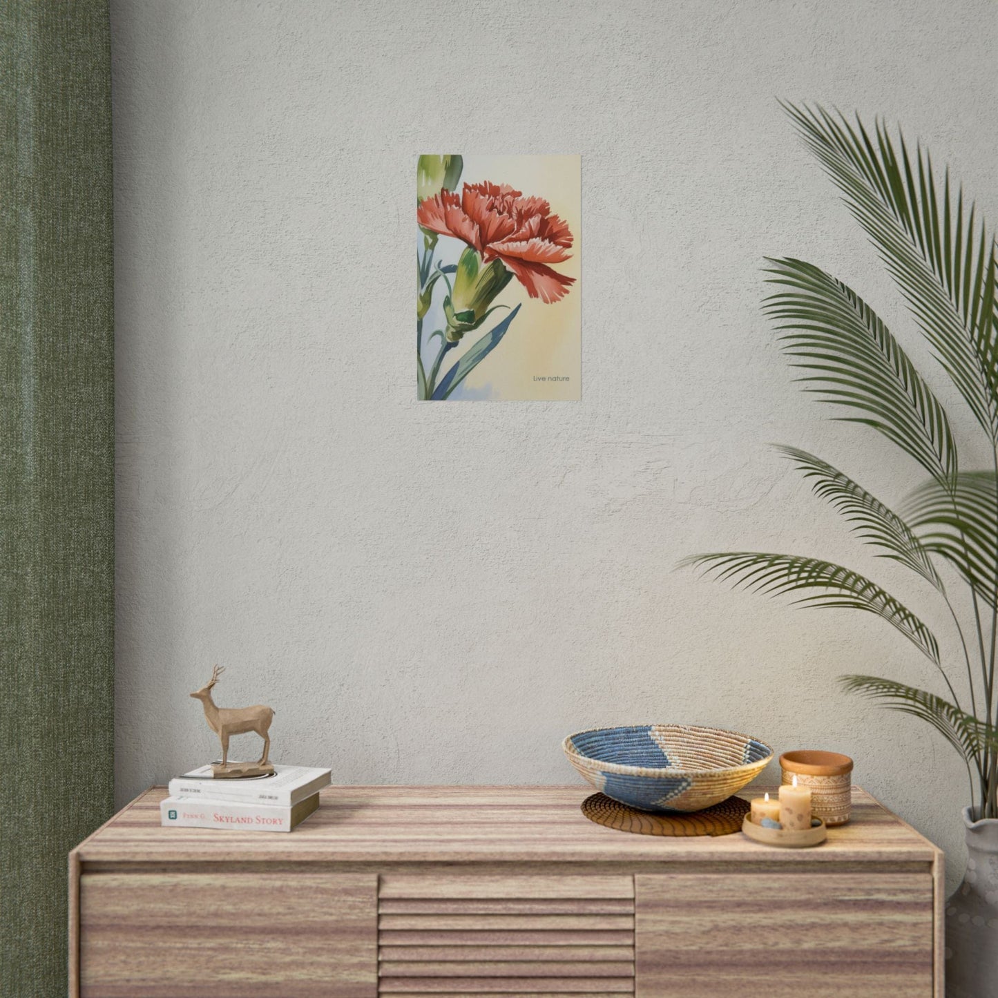 Scarlet Carnation Watercolor Art Print 'Live Nature