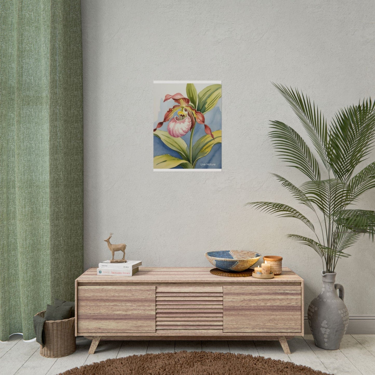 Pink Lady Slipper Orchid Watercolor Print Minnesota