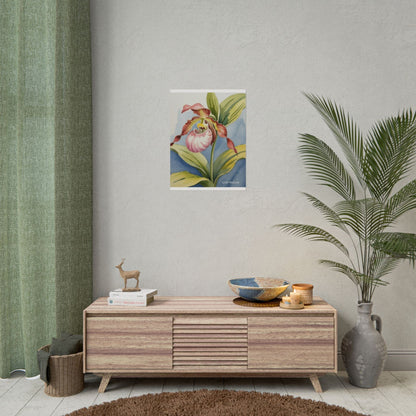 Pink Lady Slipper Orchid Watercolor Print Minnesota