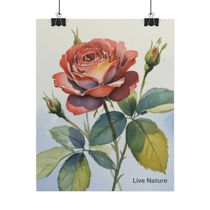 Live Nature Watercolor Rose Art Print Poster