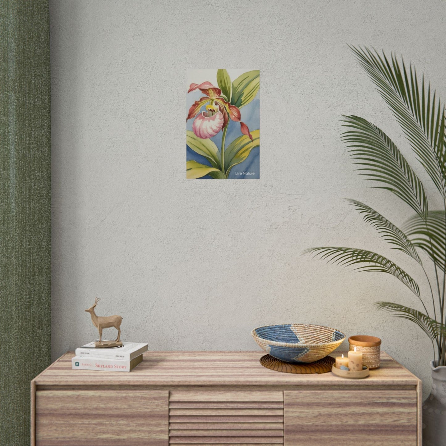 Pink Lady Slipper Orchid Watercolor Print Minnesota