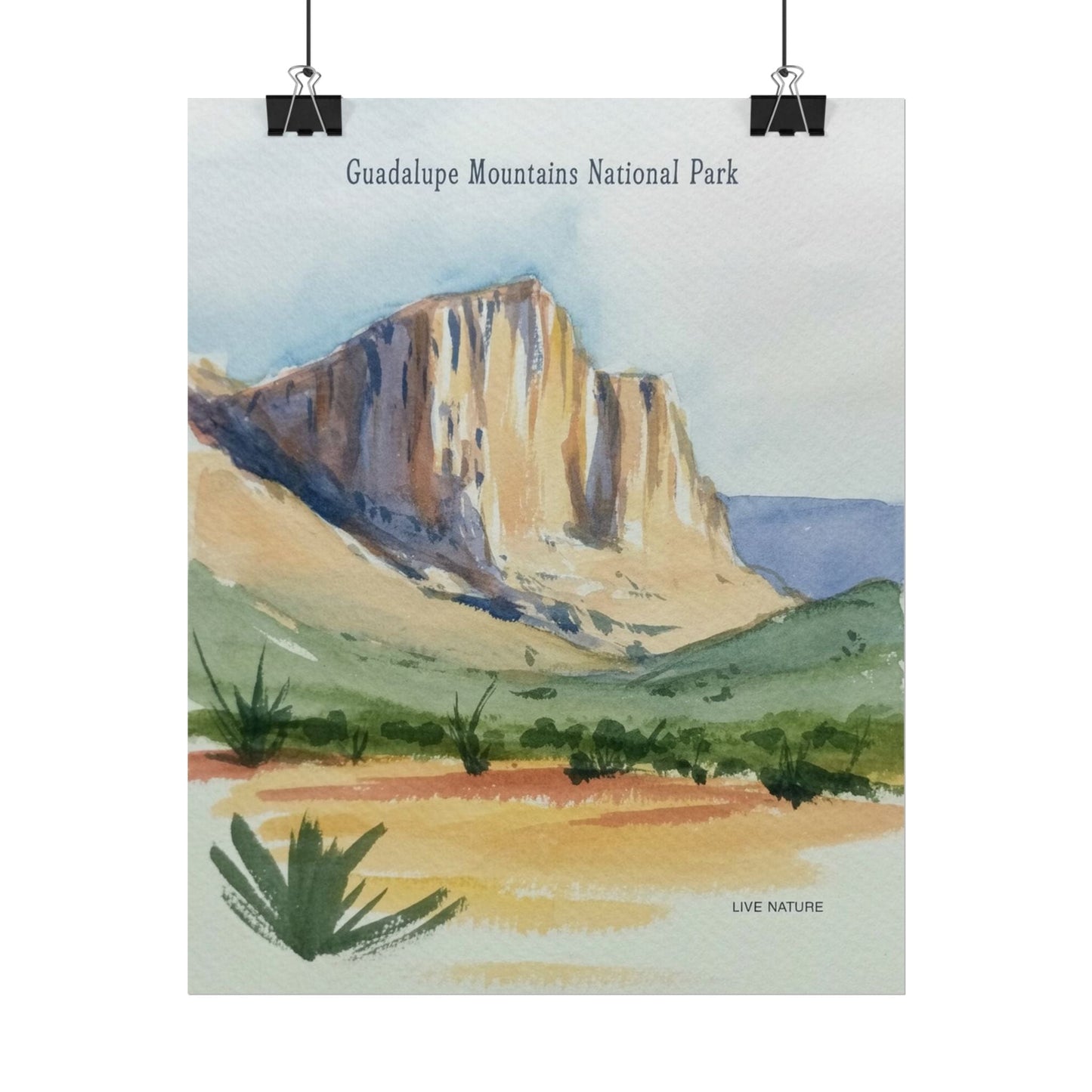 Guadalupe Mountains Watercolor Art Print Poster