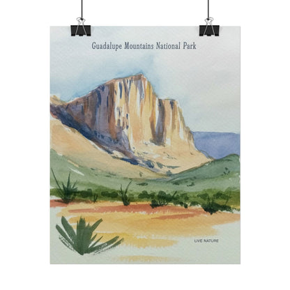 Guadalupe Mountains Watercolor Art Print Poster
