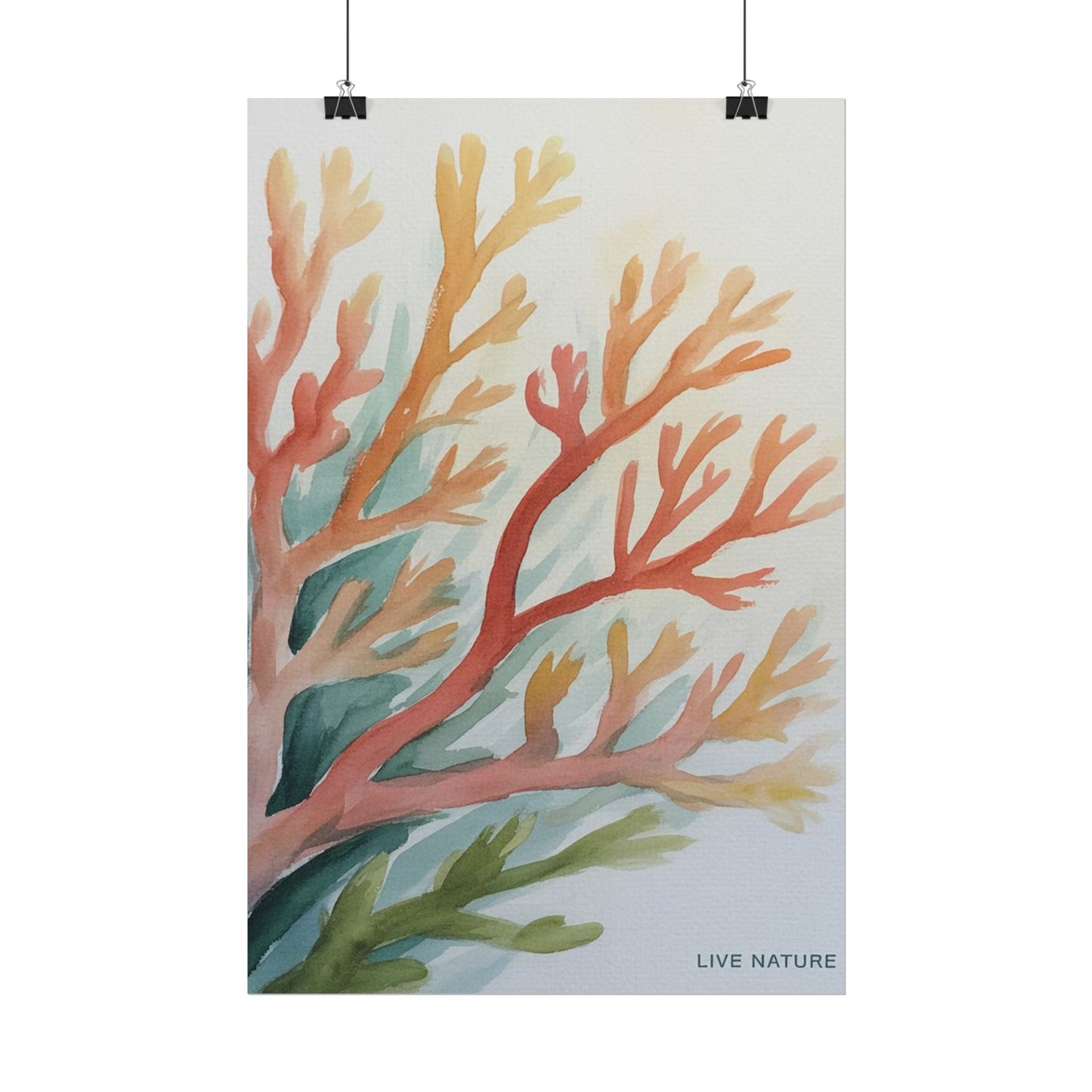 Live Nature Coral Watercolor Print on Fine Art Paper