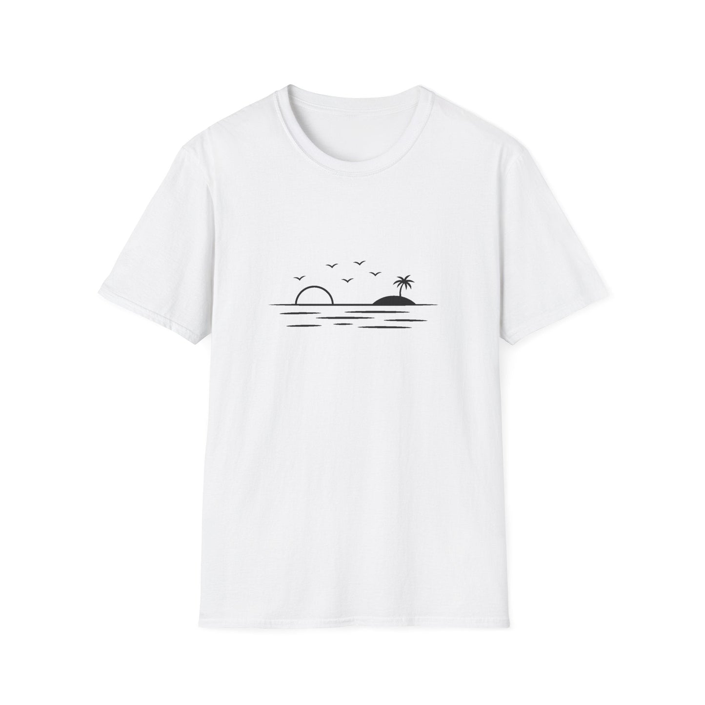 Unisex Softstyle T-Shirt - a-minimalist-digital-illustration-of-a-t_5Qn8TyDZRJaaFe871tUxrA_MY0h6t9TQQ-XL34SKG1uNw (Front Only) - Unisex Softstyle T-Shirt (Smart: Original on light)