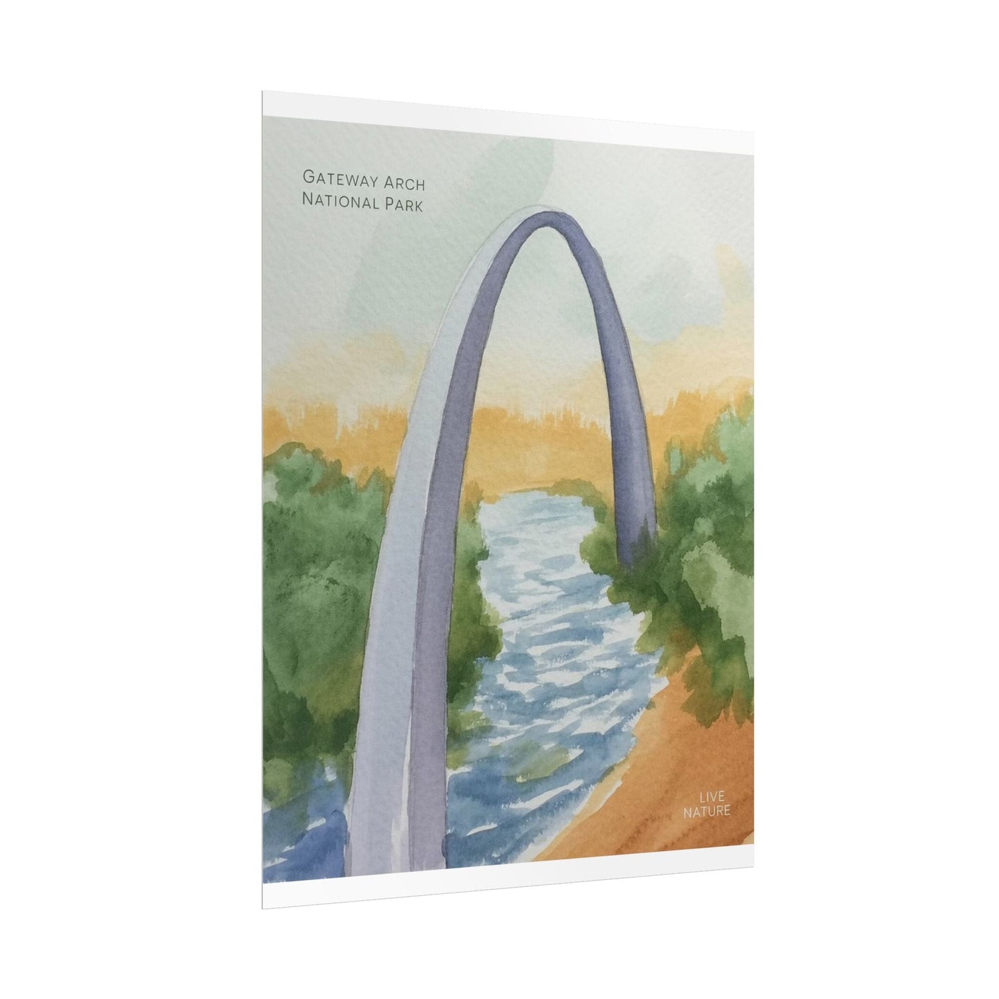 Gateway Arch National Park Watercolor Poster Print