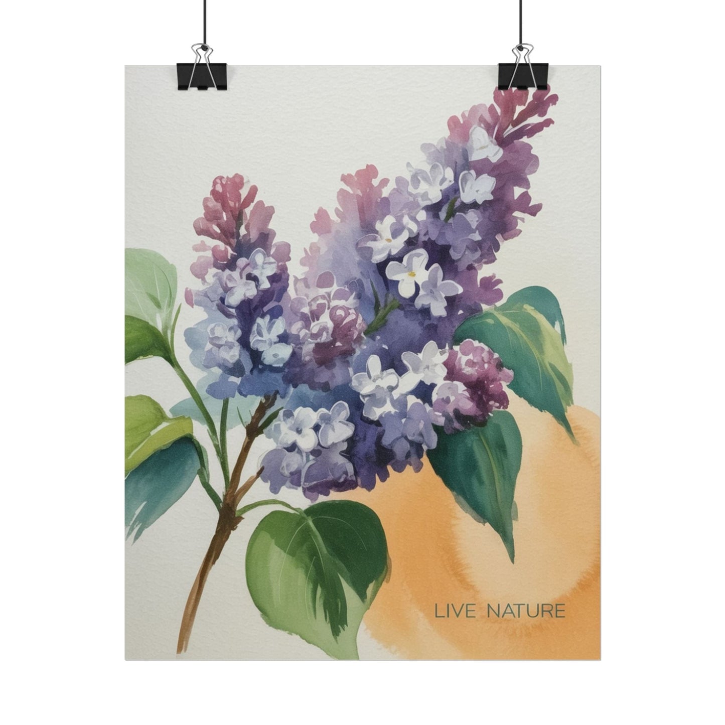 Lilac Blossom Watercolor Poster 'Live Nature' Design