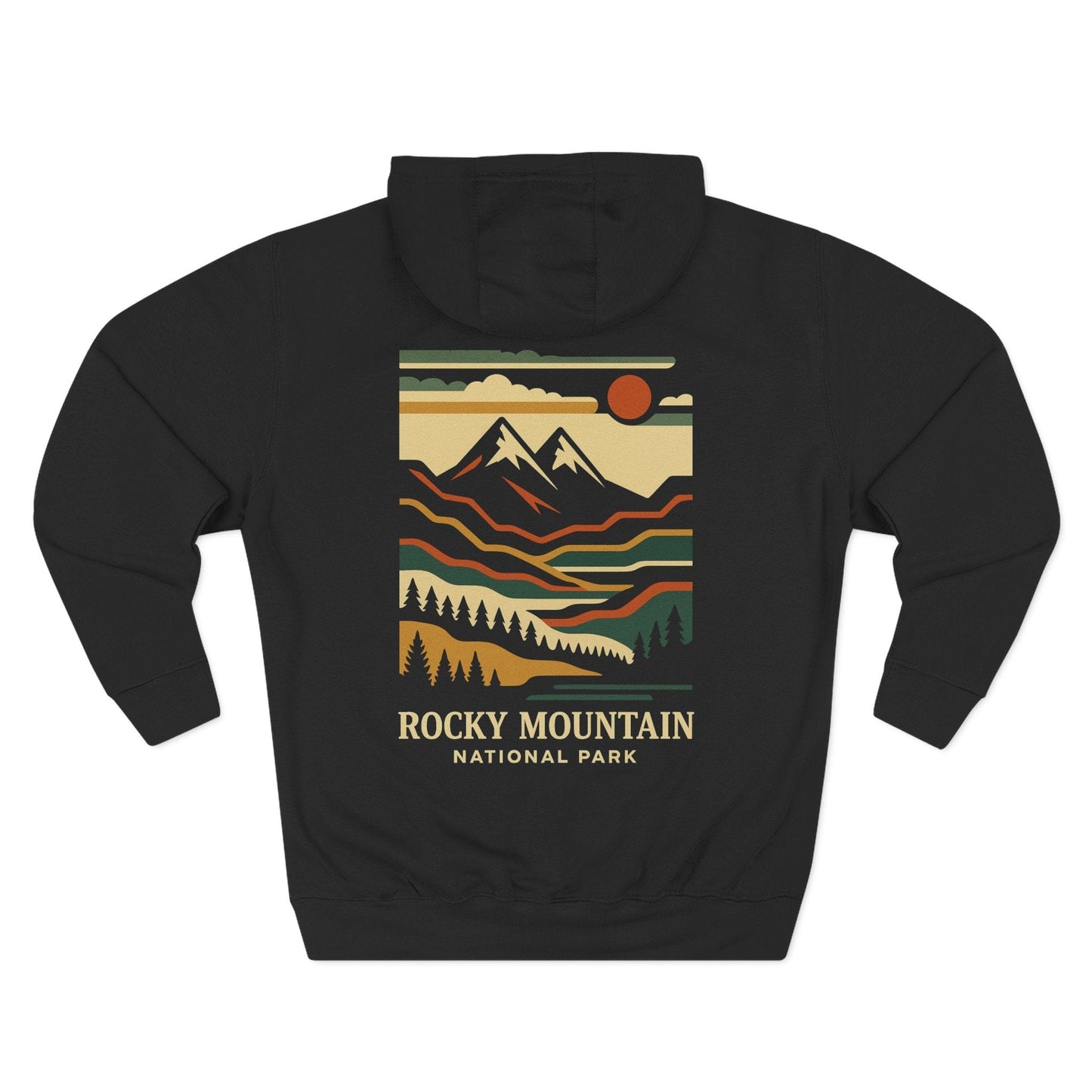 Three-Panel Fleece Hoodie - rocky mountain (Front+Back) - Three-Panel Fleece Hoodie