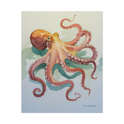 Watercolor Octopus Live Nature Art Print Poster