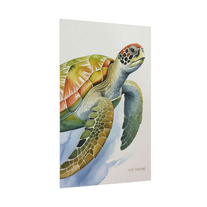Sea Turtle Watercolor Art Print 'Live Nature' Design