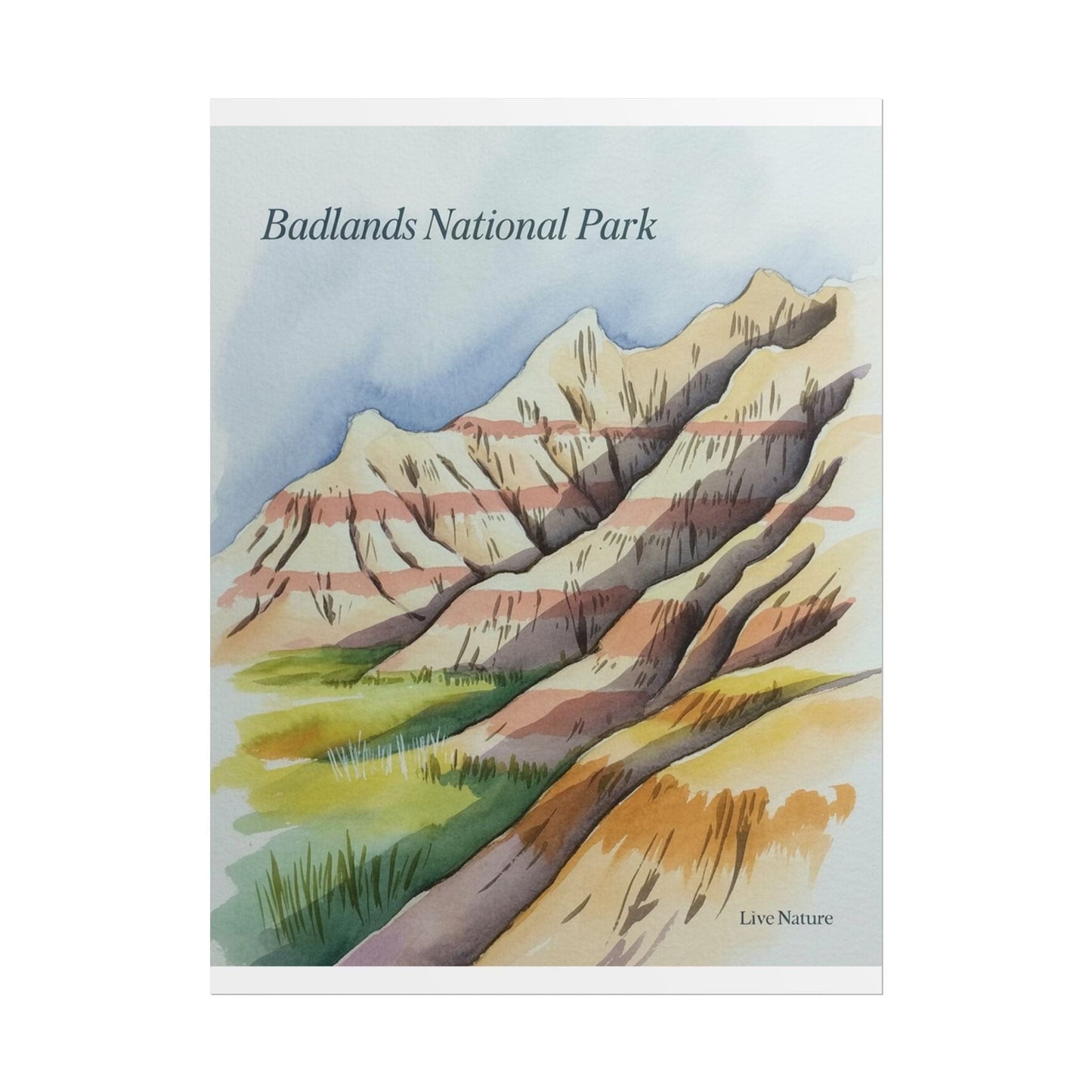 Badlands National Park Watercolor Art Print