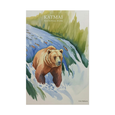 Katmai National Park Bear Watercolor Art Print