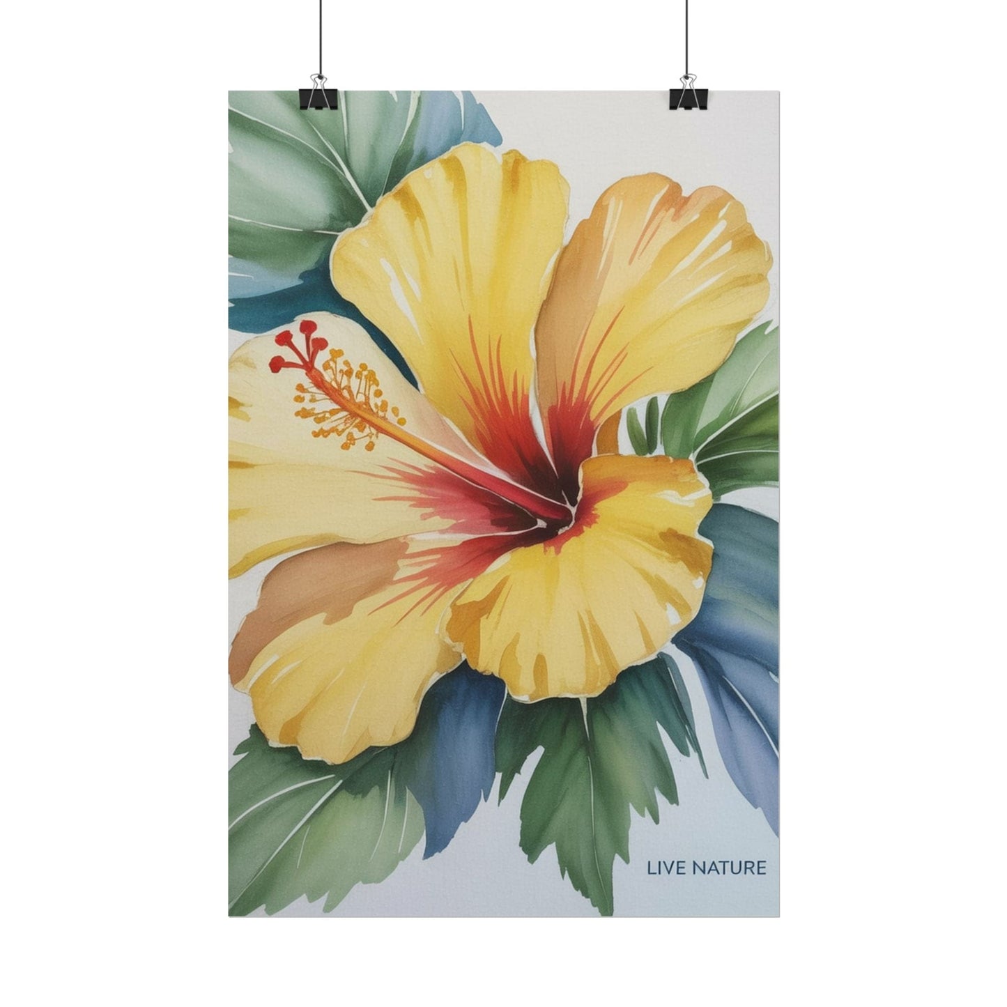 Yellow Hibiscus Watercolor Art Print - Live Nature