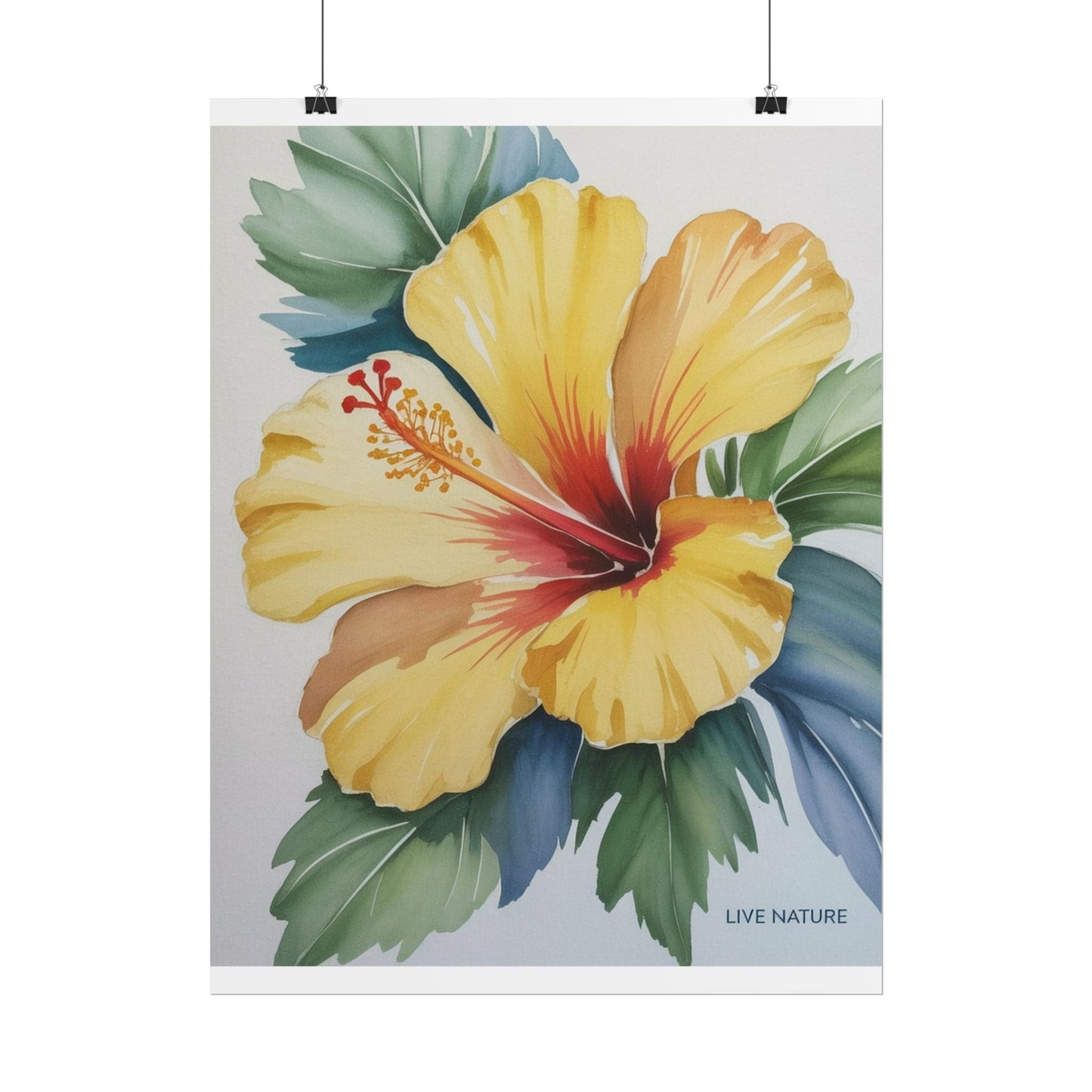 Yellow Hibiscus Watercolor Art Print - Live Nature