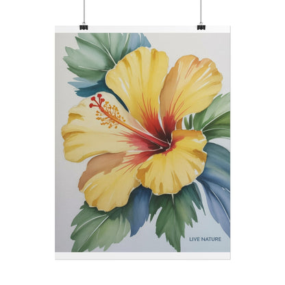 Yellow Hibiscus Watercolor Art Print - Live Nature