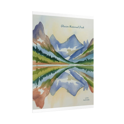 Glacier National Park Watercolor Reflection Poster