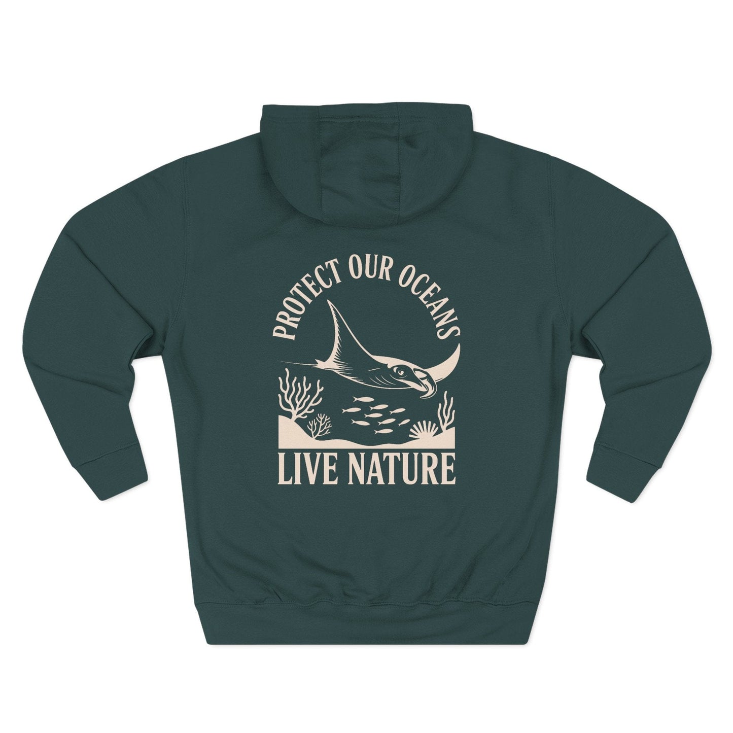 Three-Panel Fleece Hoodie - dolphin (Front+Back) - Three-Panel Fleece Hoodie (Smart: Original on light)