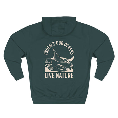 Three-Panel Fleece Hoodie - dolphin (Front+Back) - Three-Panel Fleece Hoodie (Smart: Original on light)