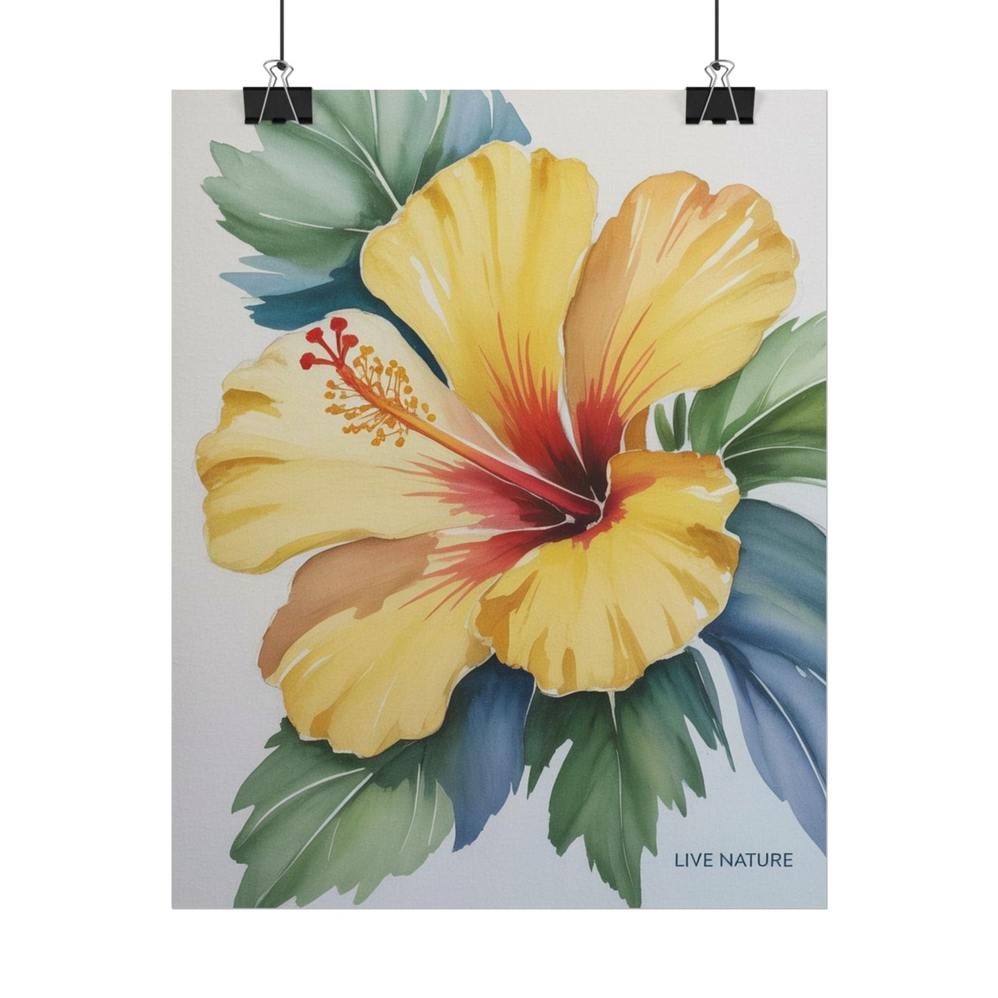 Yellow Hibiscus Watercolor Art Print - Live Nature