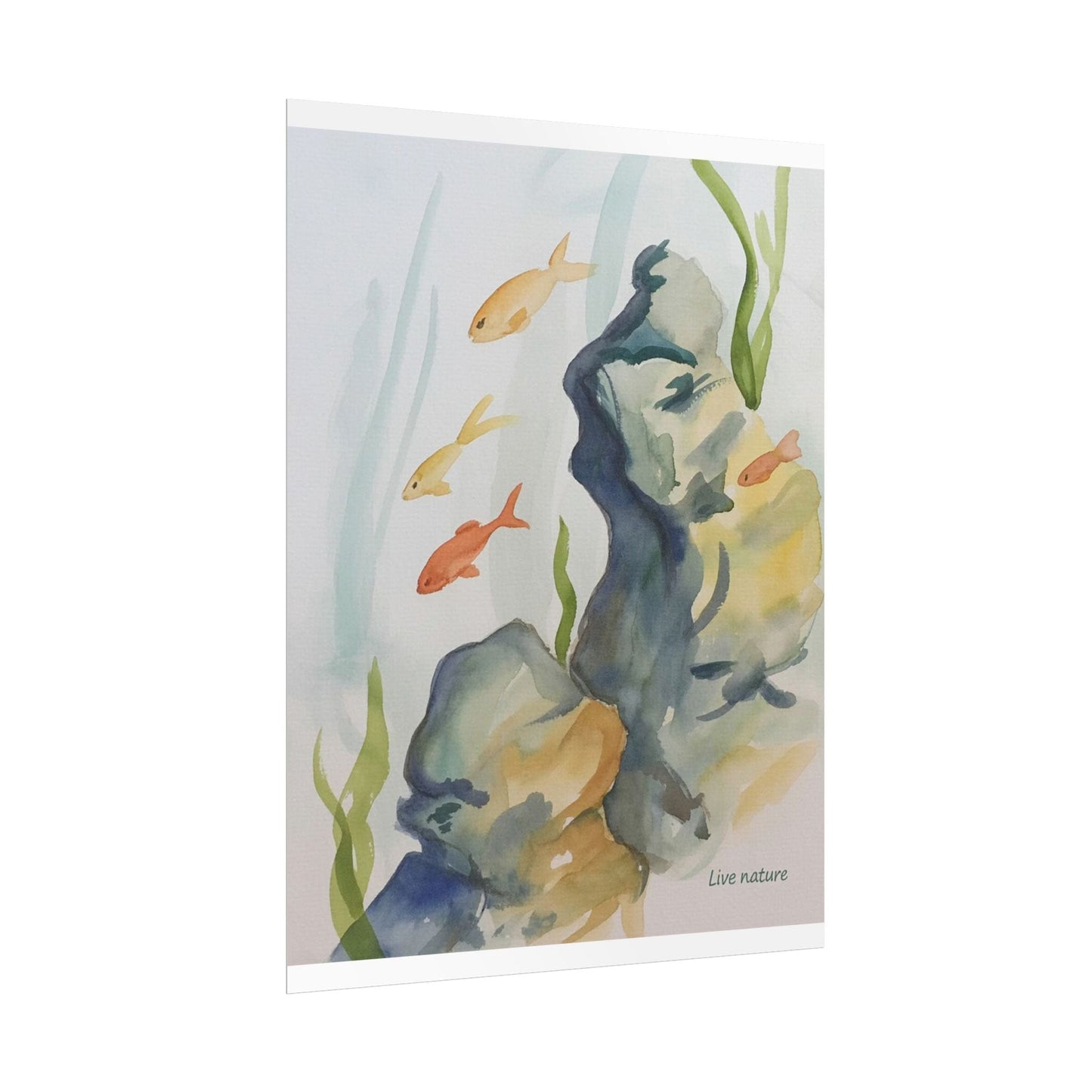 Underwater Reef Scene Watercolor Print 'Live Nature