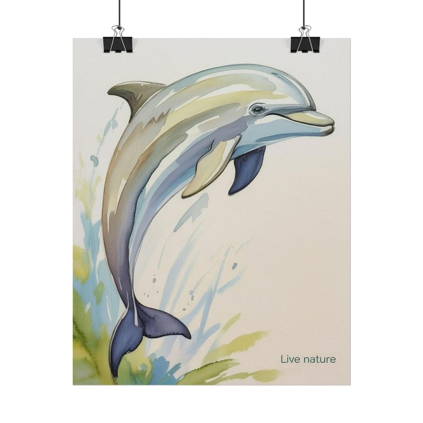 Dolphin Watercolor Art Print - Live Nature Design