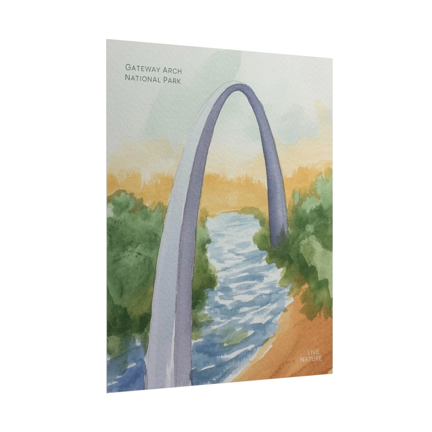 Gateway Arch National Park Watercolor Poster Print